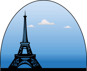 beautiful silhouette of the eiffel tower with blue skies and clouds in background
