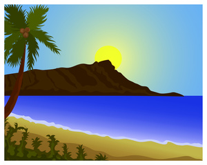 acclaim clipart: diamond head from waikiki beach in honolulu hawaii