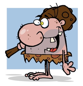 funny cartoon neanderthal caveman with a club