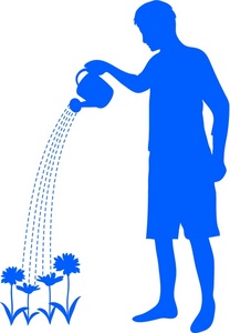 acclaim clipart: man watering flowers