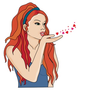 acclaim clipart: readhead girl blowing a kiss